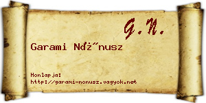 Garami Nónusz névjegykártya